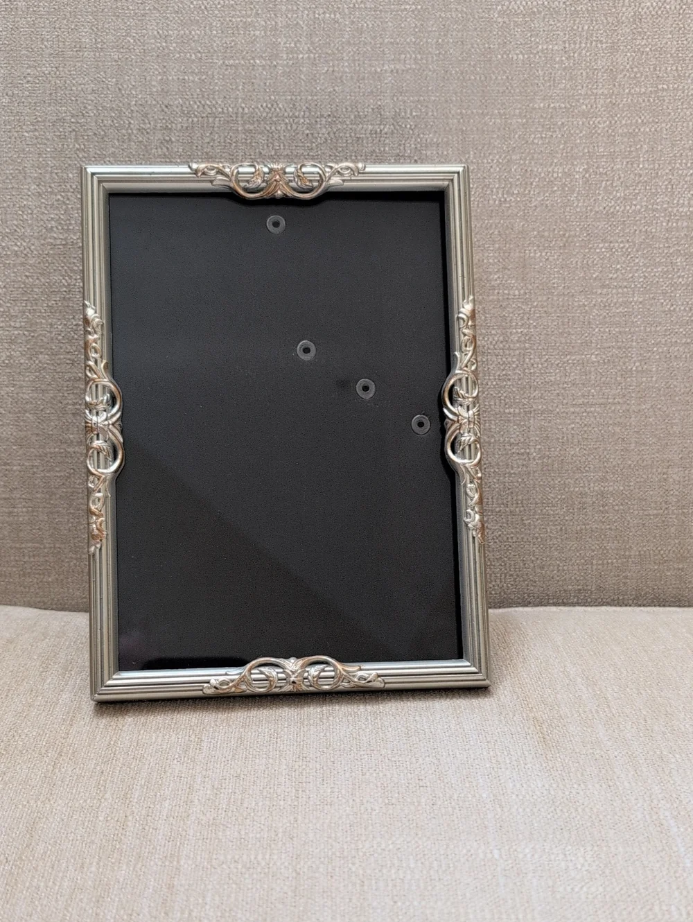 Ornate Silver Picture Frame - Elegant Vintage Home Accent - 5x7 Photo Opening